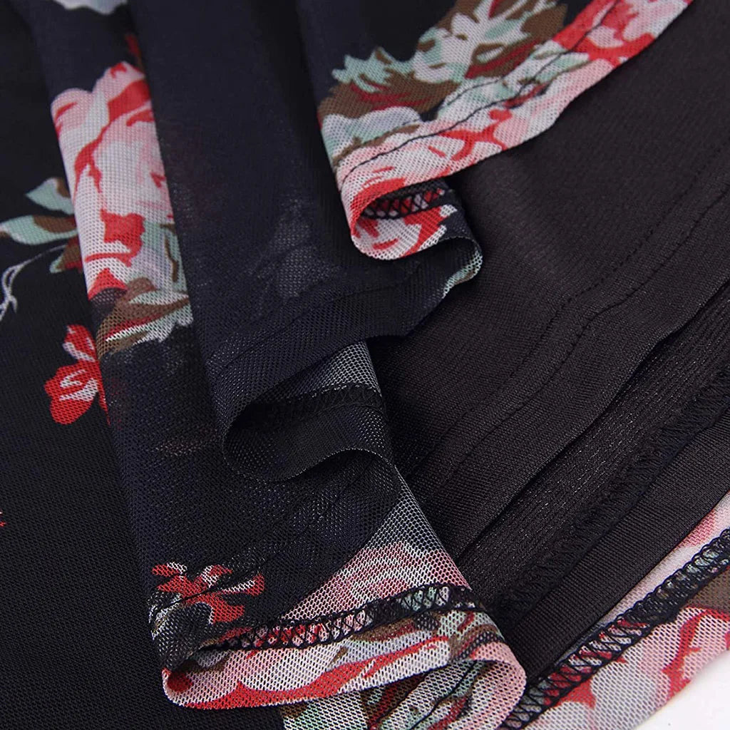 Womens Tops Summer T Shirts Casual V Neck Floral Print Petal Women's Athletic Shirts Mesh fabric Plus Size