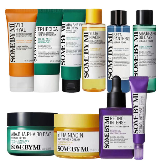 Korean SOME BY MI Facial Skincare Products Tea Tree Essence Toner Cream Cleaner Serum Centella Sunscreen Nourishing Oil Control