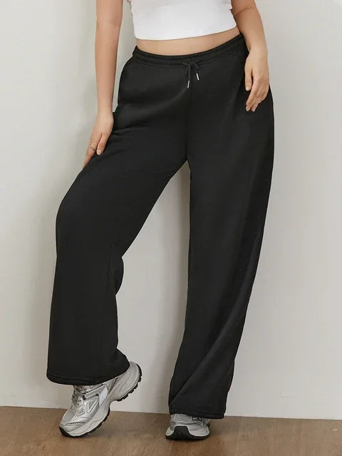 Womens Wide Leg Sweatpants Elastic High Waist Straight Legged Sweatpants Basic Baggy Comfy Jogger Sweat Pants Orange Gray Bottom