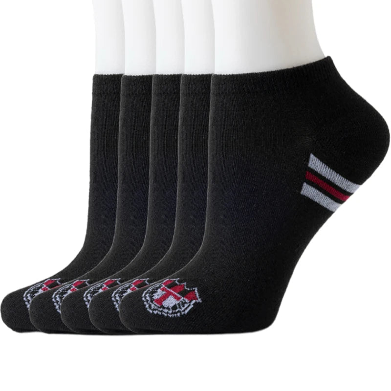 5/8 Pairs of MEN'S AND WOMEN'S Black Cotton Business Mid Length Soft and Warm Autumn/winter Solid Color Casual Socks