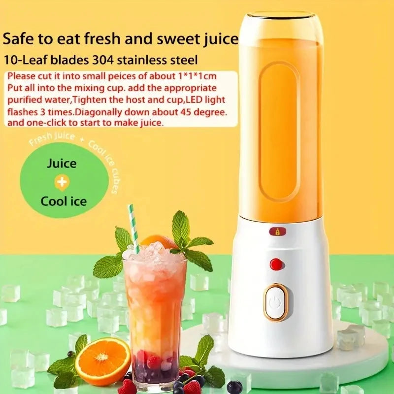 450ML Portable Electric Blender 40W USB Rechargeable Cordless Juicer High Powerful Juicer Cup For Smoothie Milkshake Juice Food