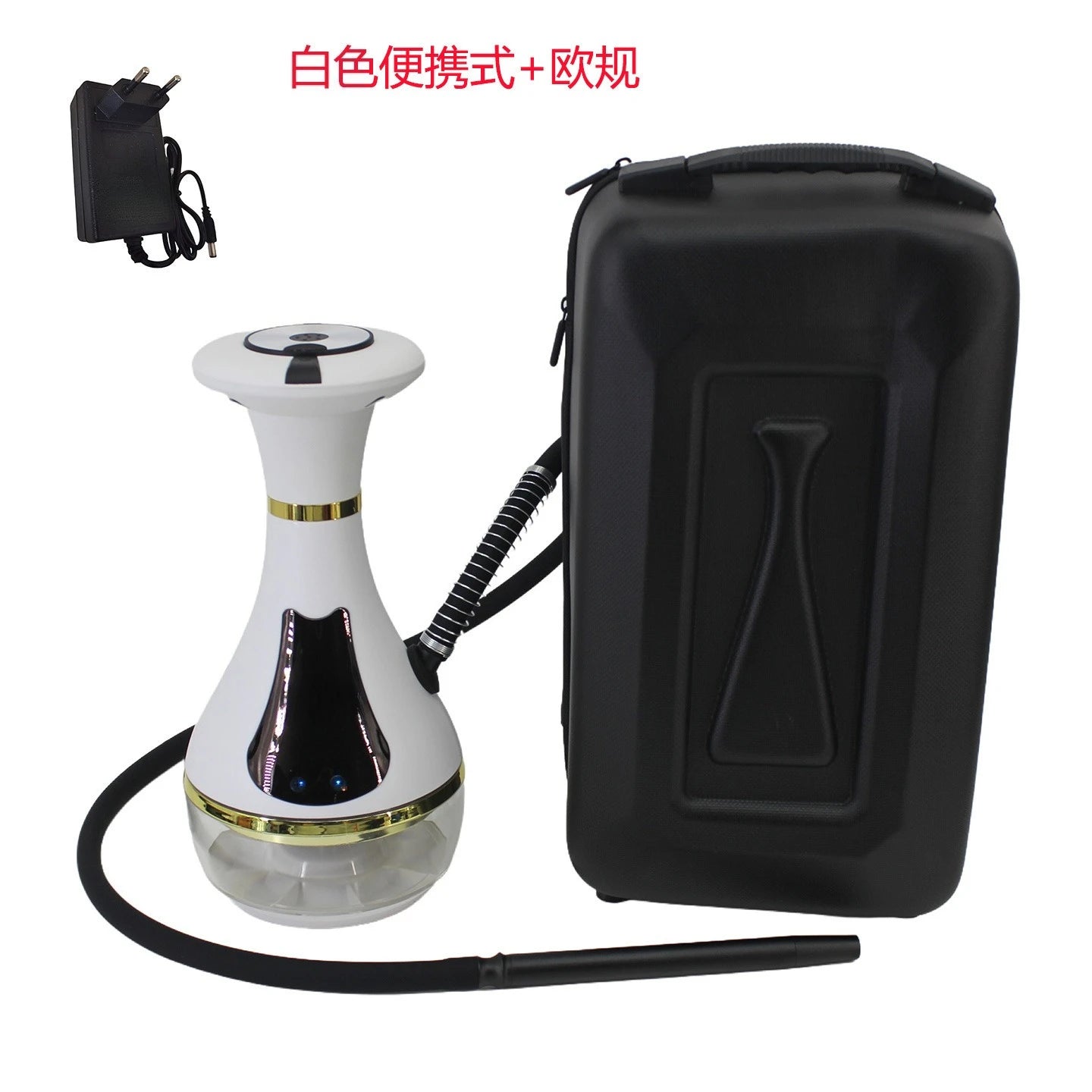 Rechargeable Electronic Hookah Set with LED Light, Portable Smokeless Shisha Machine for Home Party Bar Club, USB Electric Hooka