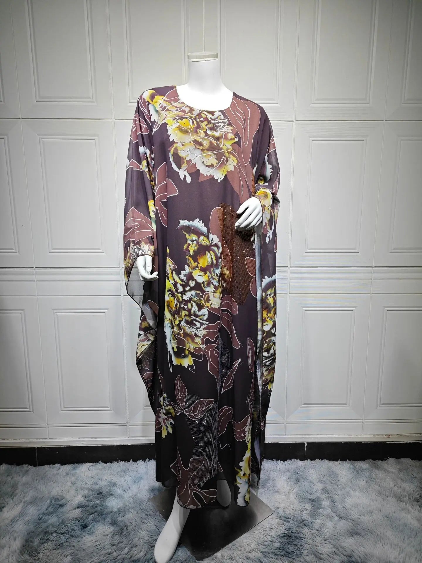 Muslim Dress for Women Chiffon Diamond Party Abaya Dresses Arab Long Robe Morocco Dubai Kaftan Vestidos Jalabiya Ramadan Eid