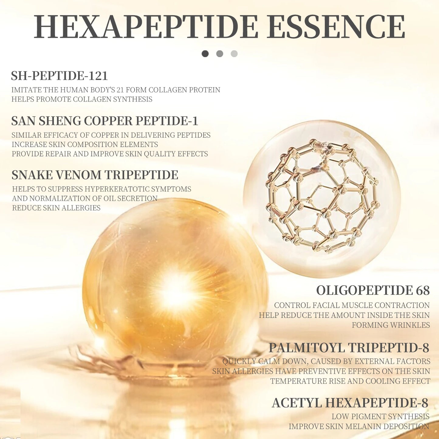 6 Peptide Skin Collagen Serum, Face Niacinamide and Hyaluronic Acid Moisturizing Face Serum for All Skin Types, Skincare