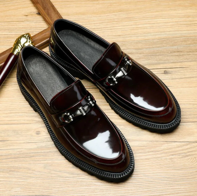 Men's Dress Leather Shoes Horse Street Buckle High Quality Men's Oxford Shoes Wedding Party Office Formal Shoe Large Size 38-48
