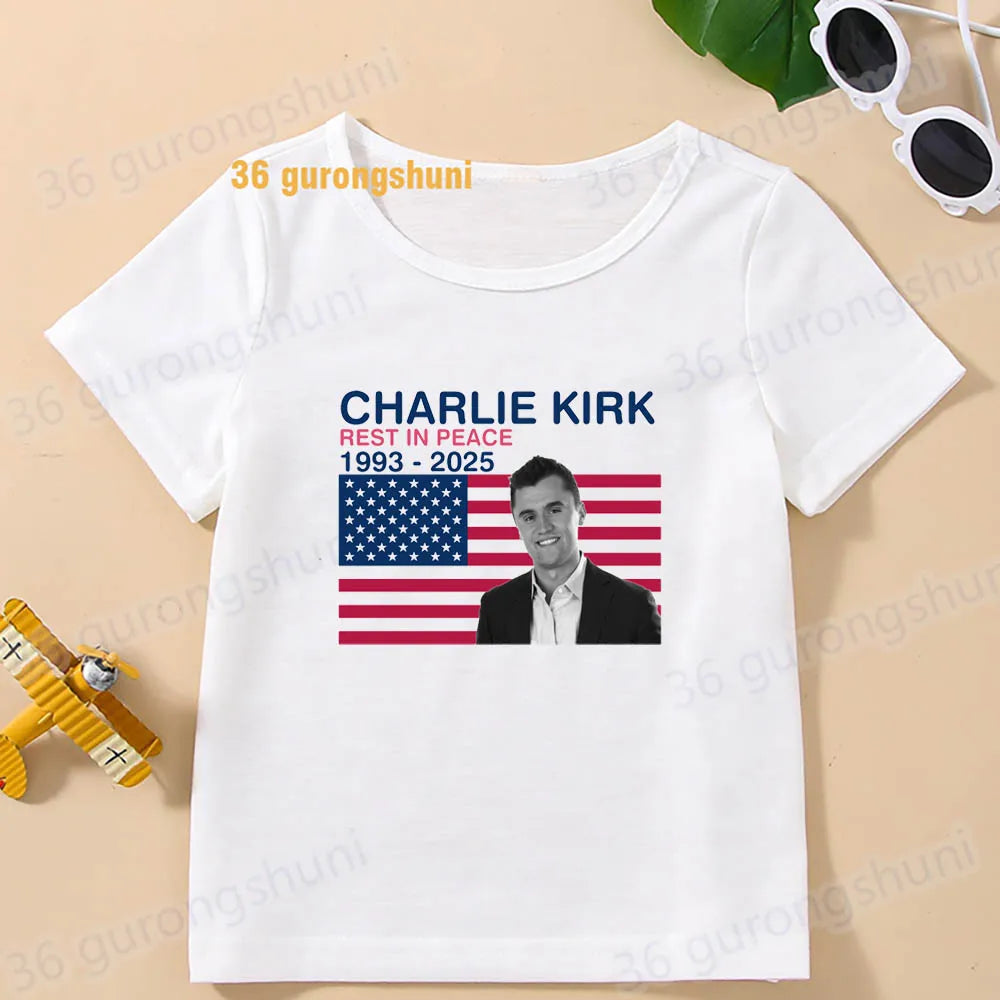 Kids tshirt turning point usa Children clothes Girl t-shirts charlie kirk freedom T shirt Baby tops Boys man summer Short Sleeve