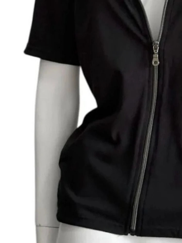 Harajuku Letter Printing Hoodies Women Streetwear Casual Slim Fit Hooded Sweatshirt Y2k Aesthetic Vintage Grunge Zipper Hoodie
