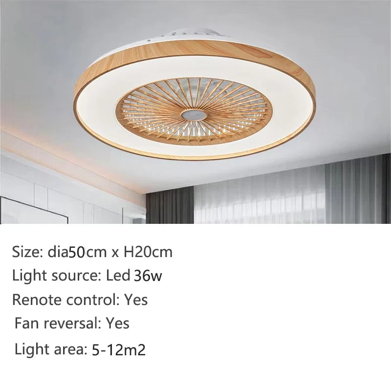 60cm Ceiling Mounted Fan Light With APP Wood Grain Color Eectric Fan Pendant Light Living Room Dining Room Bedroom Light 110V
