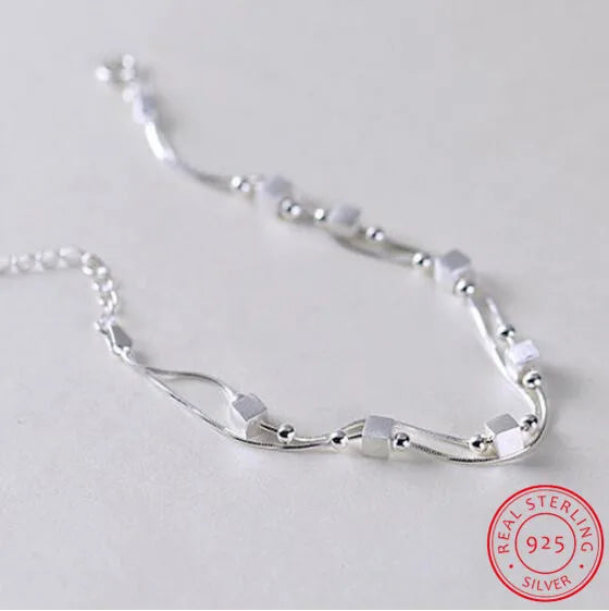 925 Sterling Silver Star Bracelets & Bangles New Fashion Silver Double Layer Chain Bracelet For Women sterling-silver-jewelry