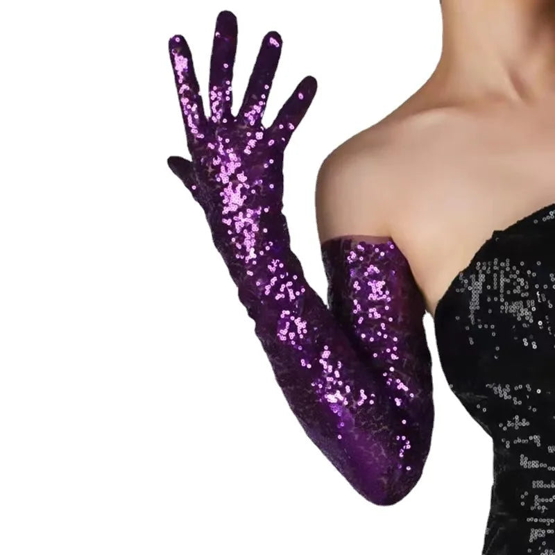 Ladies' Gloves, Long Hook-Finger Tinted Gloves, Ball Gloves, Bride's Wedding Dress Gloves, Sun-Protective Fashion Gloves C101
