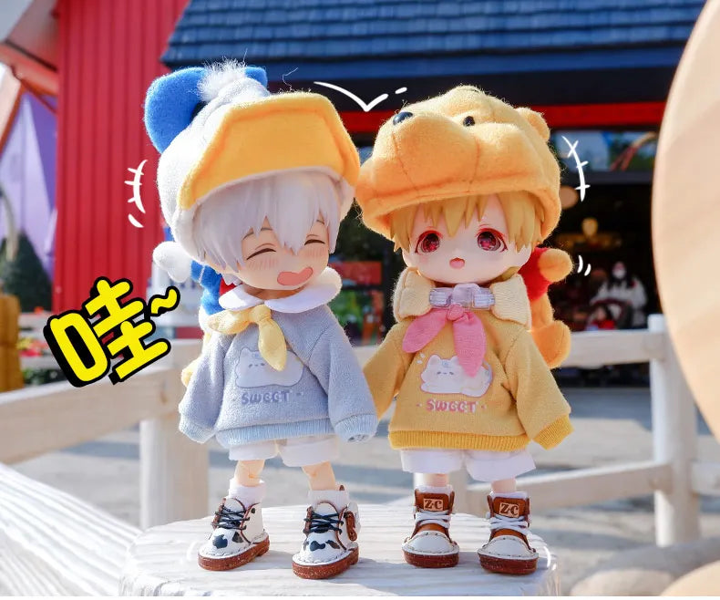 Ob11 Doll Clothes Cute Cat Coats Dolls Hoodies Sweatshirts With Cat Pattern For Obitsu11, Molly, Gsc Body, Ymy, 1/12bjd Doll