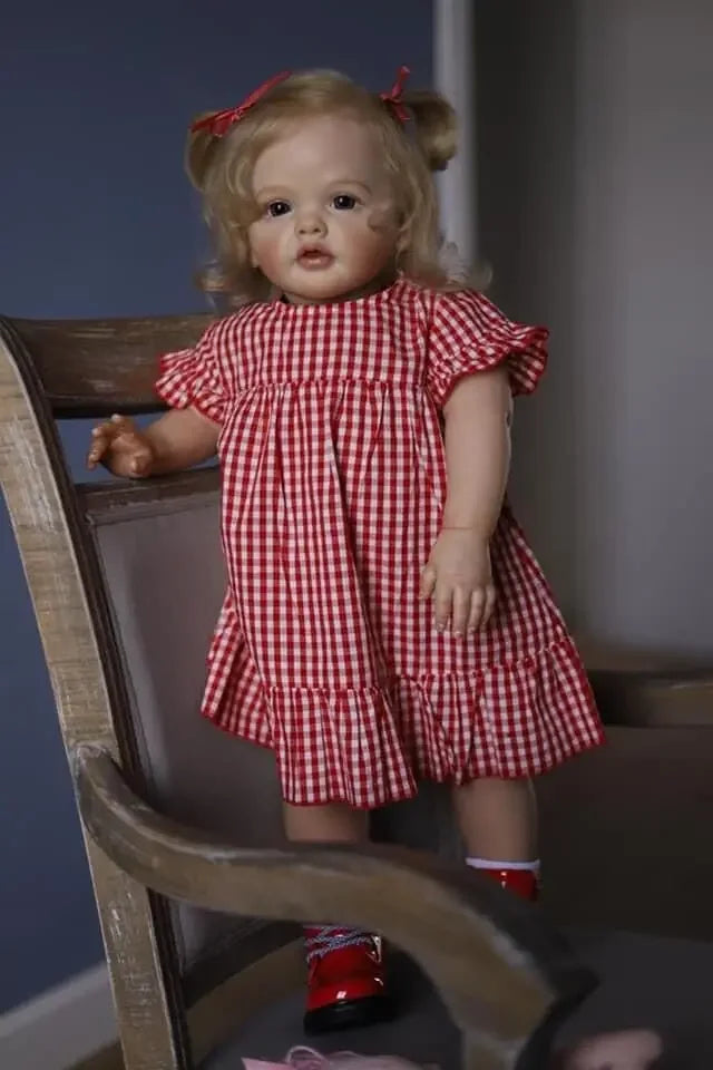 60CM Bebe Reborn Betty Real Looking Baby Dolls Touch Soft As in Picture Hand Detailed 3D Skin Veins Rooted Long Curly Blond Hair