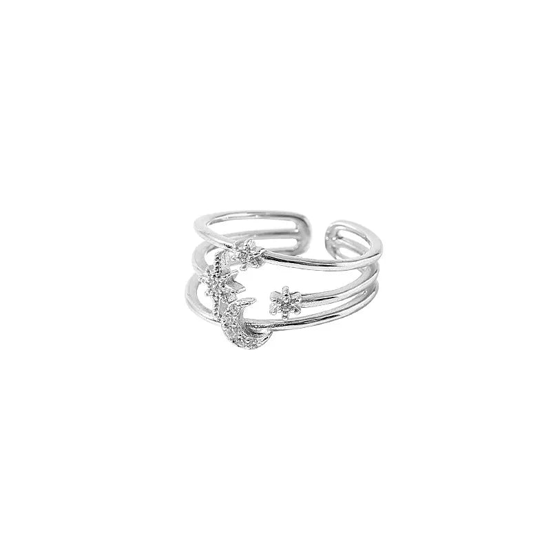 925 Sterling Silver Star Crytal Ring for Women Girl Personality Simple Adjustable Exquisite Jewelry Dropshippipng Gift