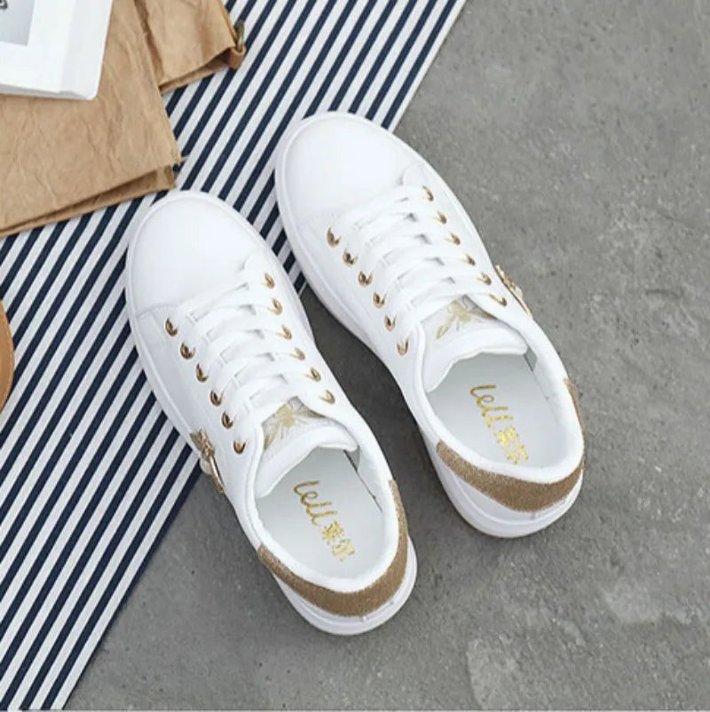 Mujer Women Platform Shoes High Quality Little bee Soft-sole Casual Shoes Female Skatboard Shoe Outdoor No Slip Walking Footwear