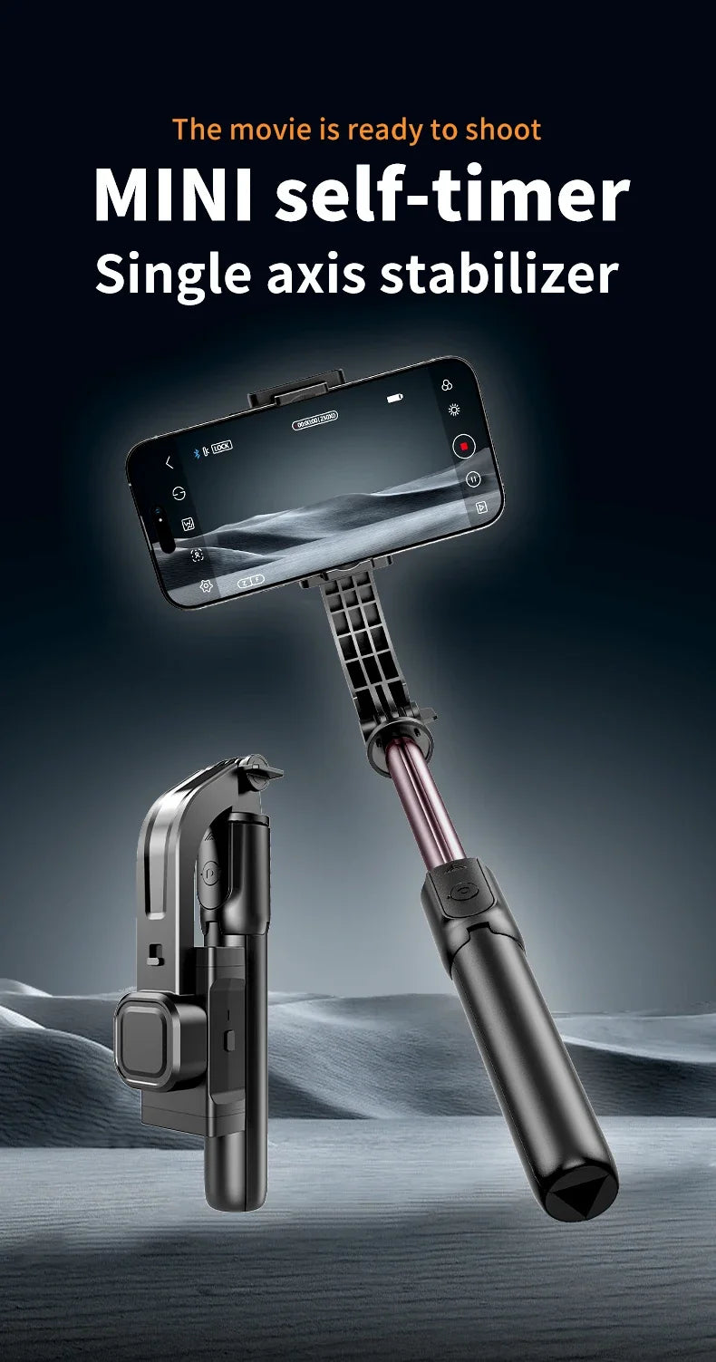 Cellphone Gimbal Stabilizer for Smartphone Mobile 1-Axis Anti Shake Selfie Stick Handheld Video Tripod Phone Holder for iPhone