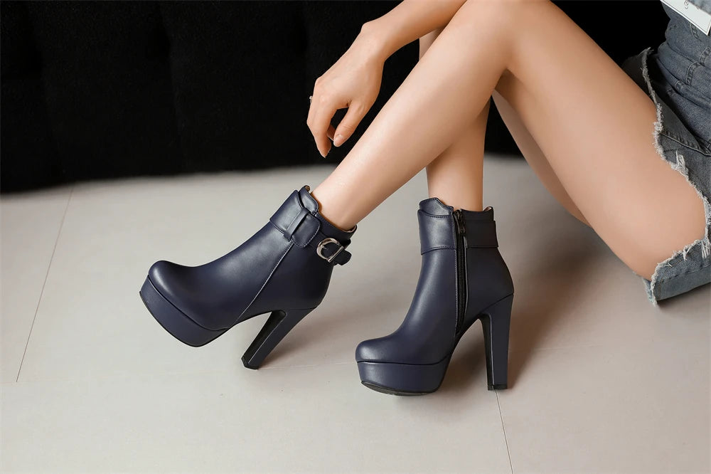 Women Shoes Fashion Short Boots Autumn Winter Sexy Platform Ankle Boots For Women Black Red Yellow White Lady Shoes Large 34-46