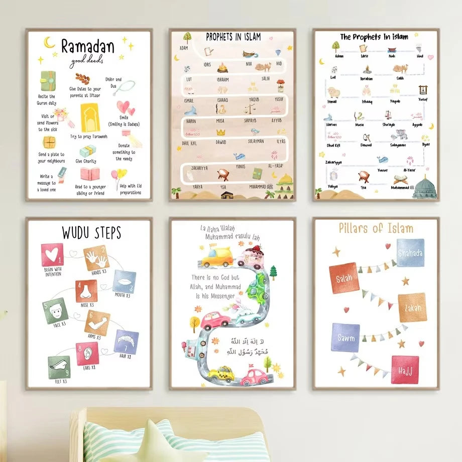 Islamic Arabic Quran Prophets Faith Wall Art Canvas Painting Nordic Style Posters and Prints for Homeschool Decor Mural Picture