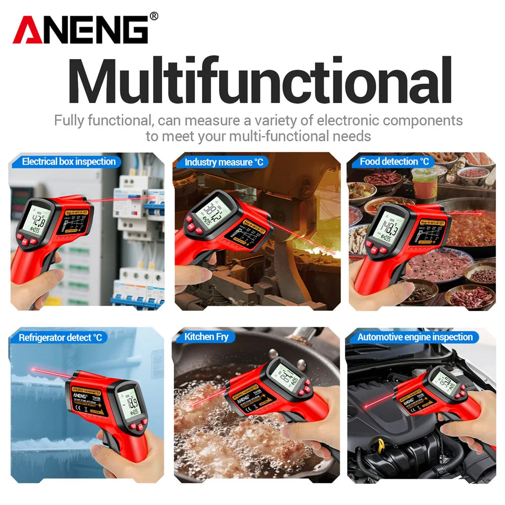 ANENG TH109 Thermometer IR Infrared Laser Industrial Temperature Measure Tester Non-Contact Thermometer Pyrometer Meter Tools