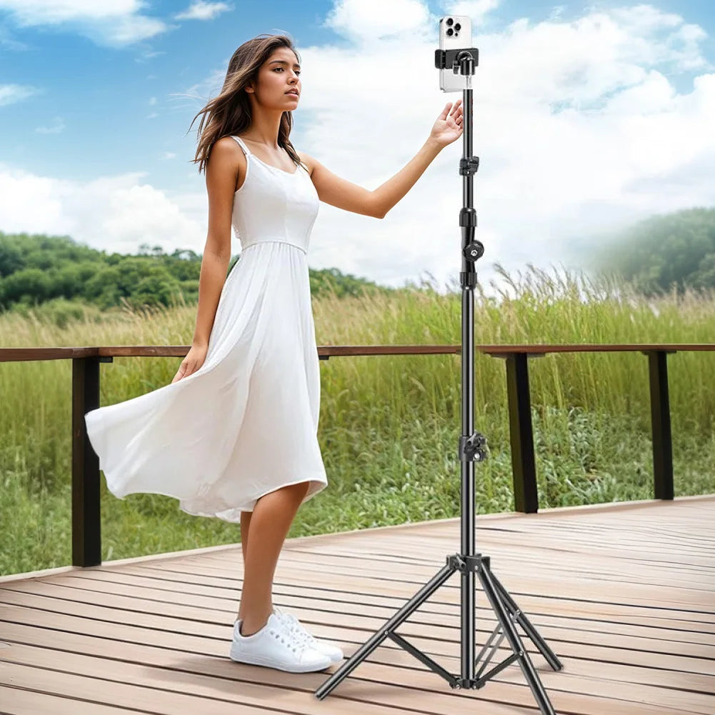 Phone Tripod Adjustable Horizontal Overhead Tripod Cell Phone Tripod Stand for Filming Video Recording Live Stream
