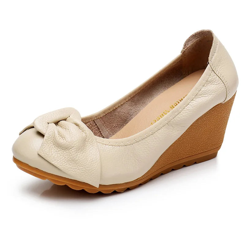 Women's Shoes New Fashion Genuine Leather High Heels Women Wedge Shoes Elegant Casual Woman Shoes Ladies Wedges Female Footwear
