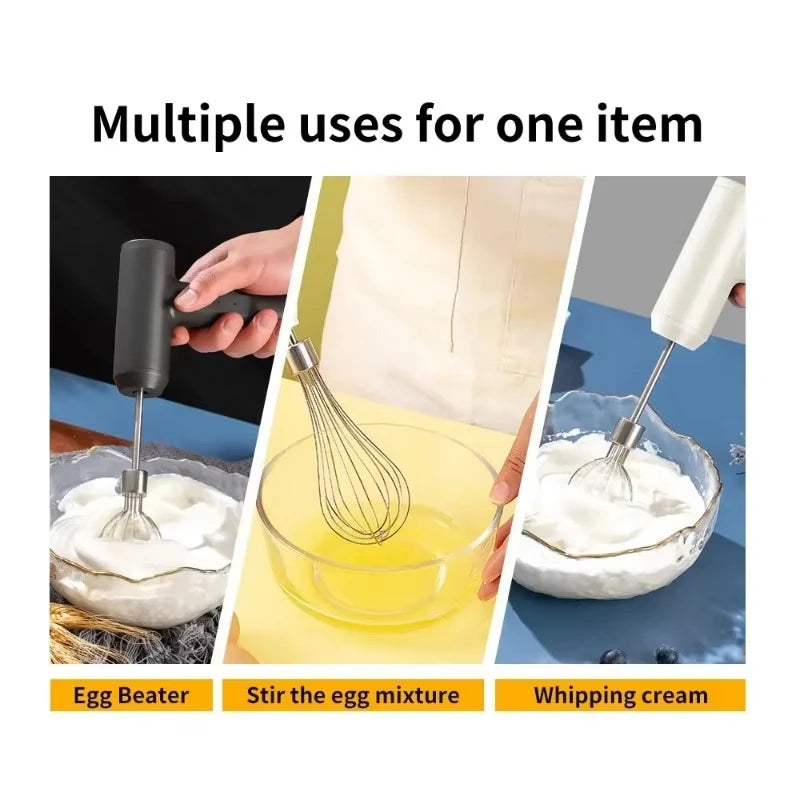 Cordless Hand Mixer One Touch Off Handheld Electric Whisk with 3 Speed Modes Hand Held Egg Beater with 2 Detachable Stir Whisks