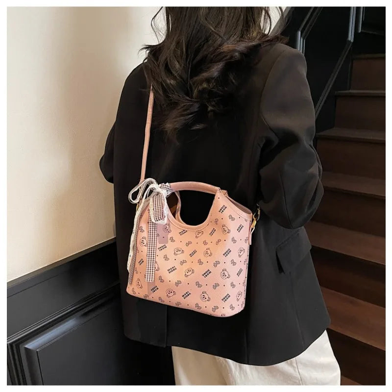 Popular bags for women, new fashionable French printed armpit tote bag, minimalist handbag, diagonal cross bag