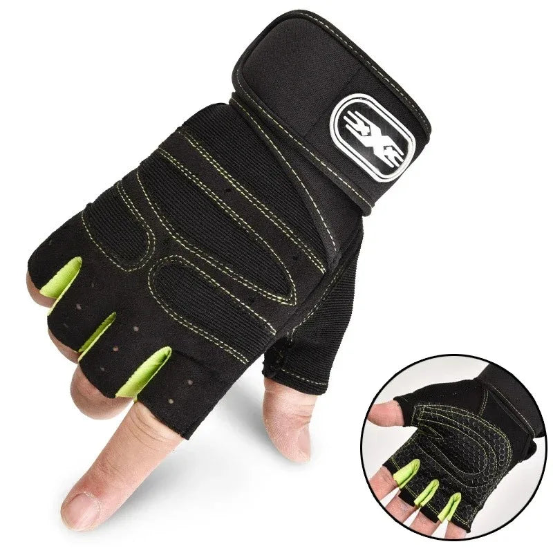 Workout Gloves for Men Women Half Finger Glove with Wrist Wrap for Sport Weight Lifting Training Bicycle Motorcyclist Gym Glove