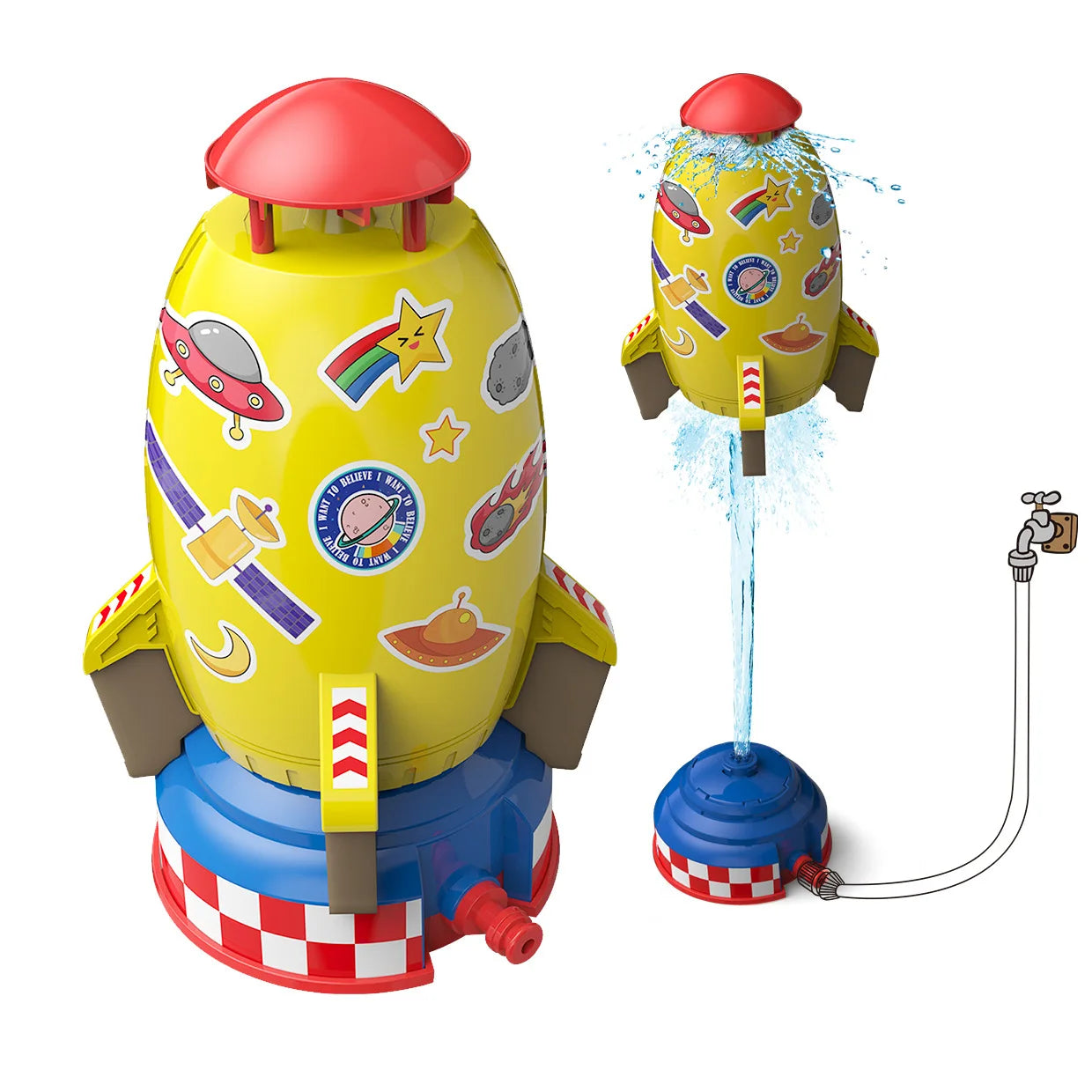 outdoor Water Toy Baby Bath Toys Cartoon Squid windmill Sprinkler Rotating Spray Garden Yard  Fun Games Toys for Kids boys girls
