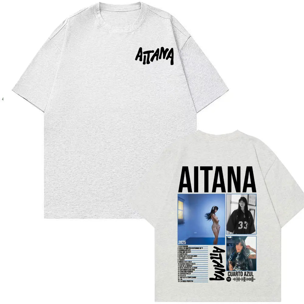 Singer Aitana Cuarto Azul Tour Graphic T Shirts Men Women Fashion Aesthetic Short Sleeve T-shirt Cotton Casual Oversized T Shirt