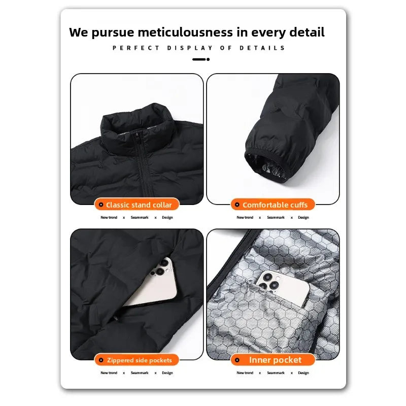 CHUJIEMen's autumn and winter graphene material warm and casual lightweight cotton jacket men's coat