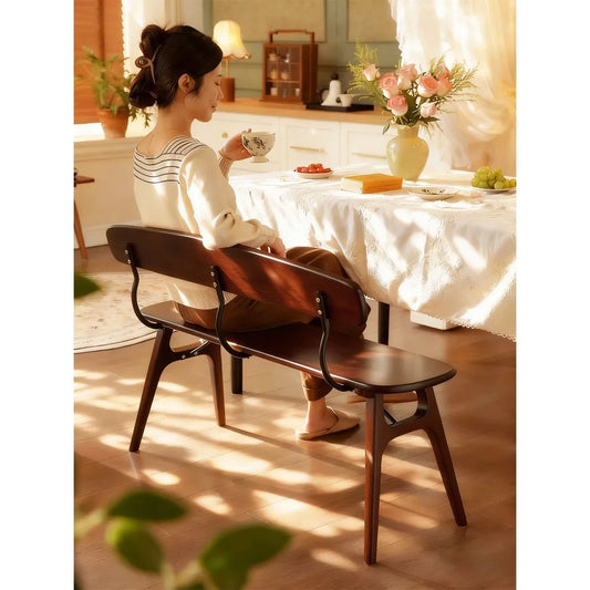 Medieval style solid wood bench small apartment simple household dining table living room backrest bedside porch shoe change cha