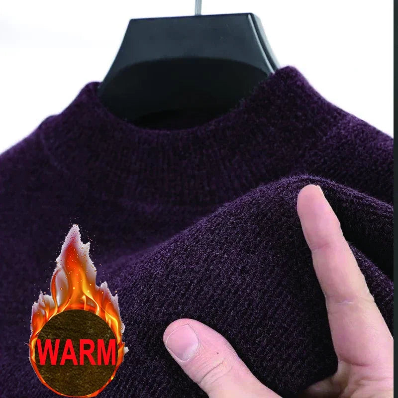 Men's Sweater Wool Warm Pullovers O-Neck Knit Winter Fit Tops Male Thick Knitwear Mens Jumpers Bottoming Shirt Plus Size 4XL 3XL