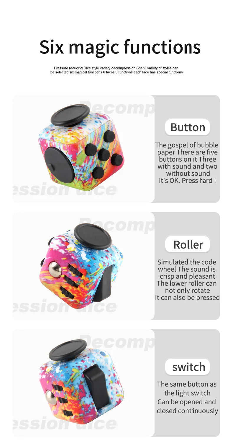 Fidget Toys Decompression Dice for Autism Adhd Anxiety Relieve Adult Kids Stress Relief Anti-Stress Fingertip Toys
