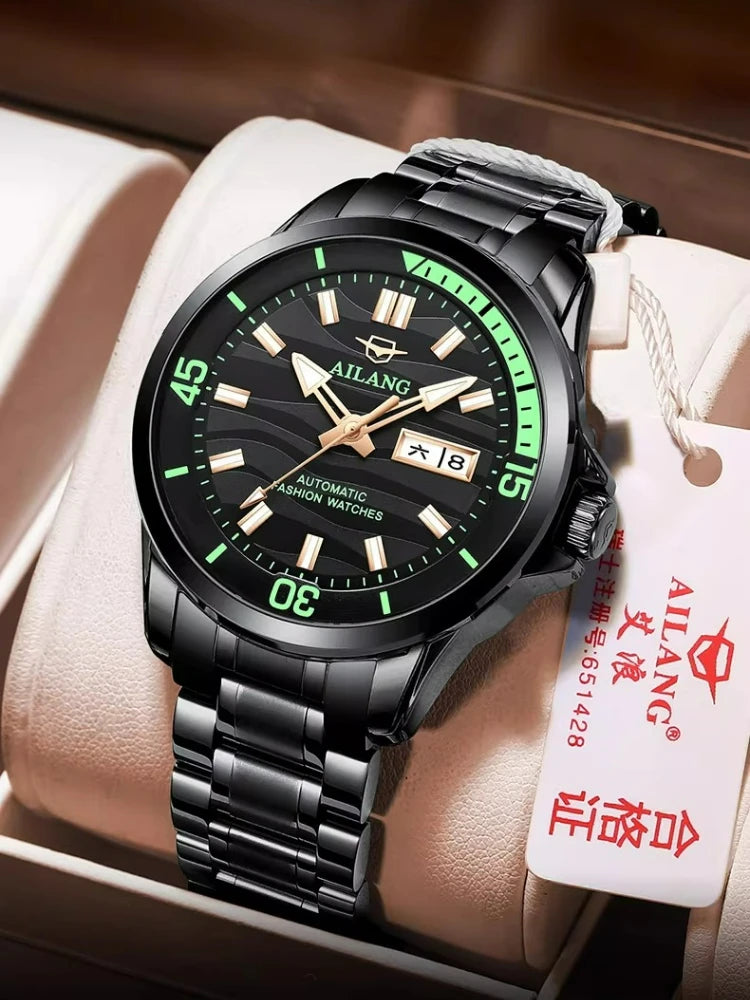 AILANG Men's Automatic Mechanical Watch Luxury Sports Waterproof Multi-Functional Wristwatch with Calendar Fashionable Brand