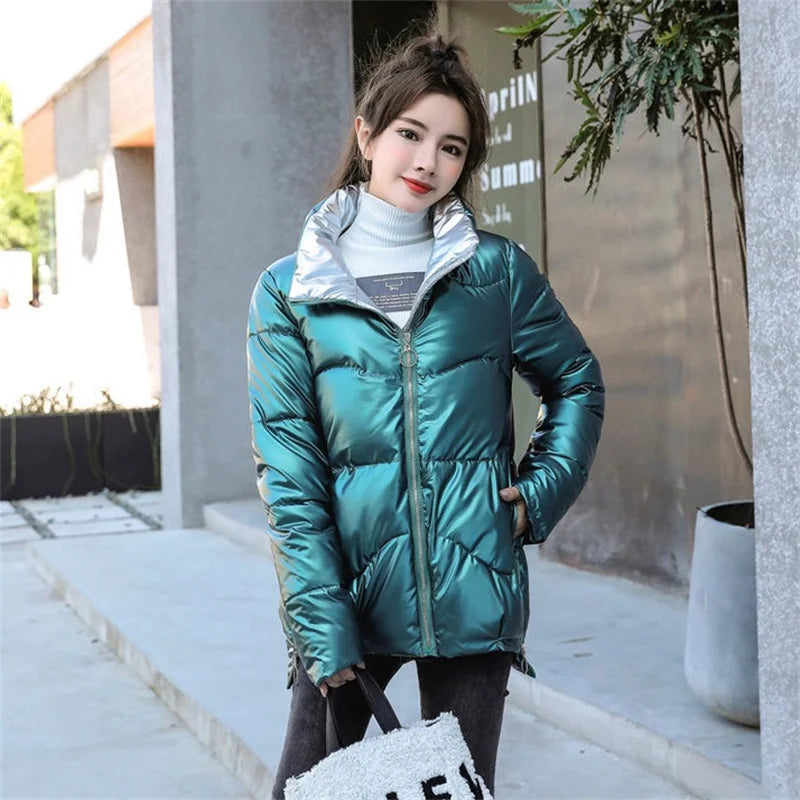 2026 New Winter Jacket Women Parkas Glossy Warm Thicken Coat Female Cotton Padded Parka Waterproof Outwear Loose Snow Jacket