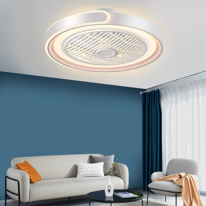 Moder Smart Fan Light Living Room Bedroom Dining Quiet Study Eye Protection Invisible Blade Reversible Durable LED Ceiling Lamp