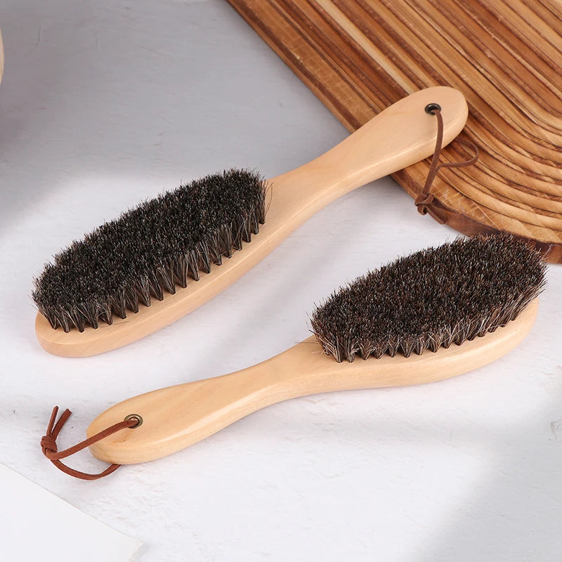 Horse Hair Cleaning Brush (Wooden Handle) - Soft Horsehair for Shoe Polish, Laundry & Anti-Static Care