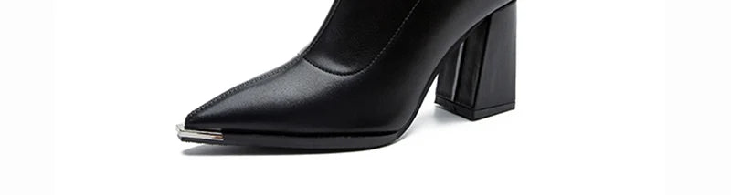 Pointed Toe Women's Ankle Boots Fashion Back Zippers Short Botas Ladies Elegant Square High Heel Winter Women's Footwear