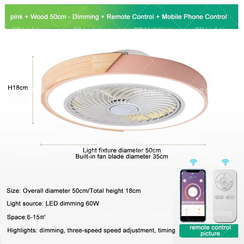 LED Fan Light Ceiling Lamp Household Modern Simple Bedroom Restaurant Invisible Ceiling Fan Light Living Dining Table Room Decor