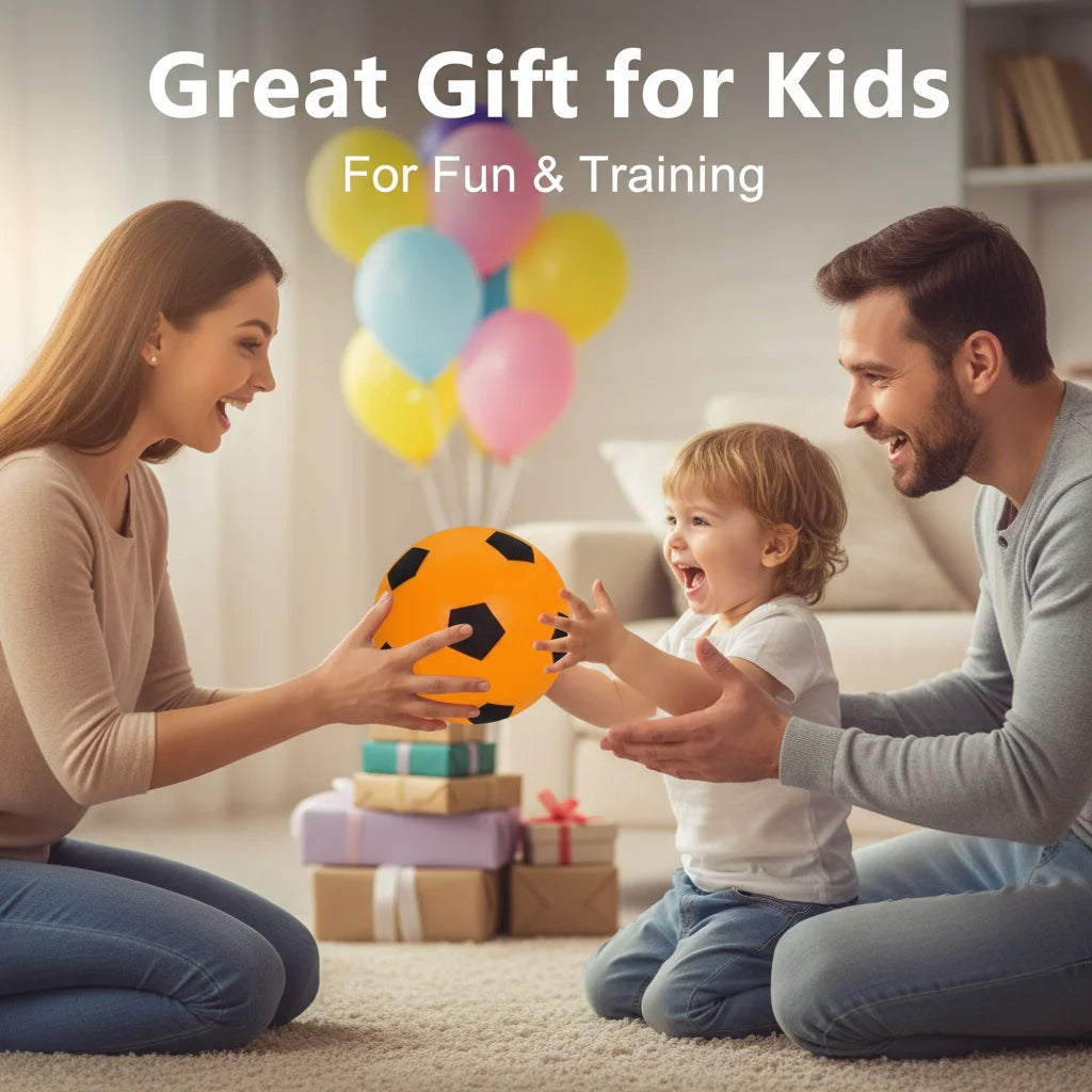 Silent Indoor Soccer Ball, Soft Airless Foam Football for Kids, Quiet Bounce Training Ball, Safe for Home/Living Room