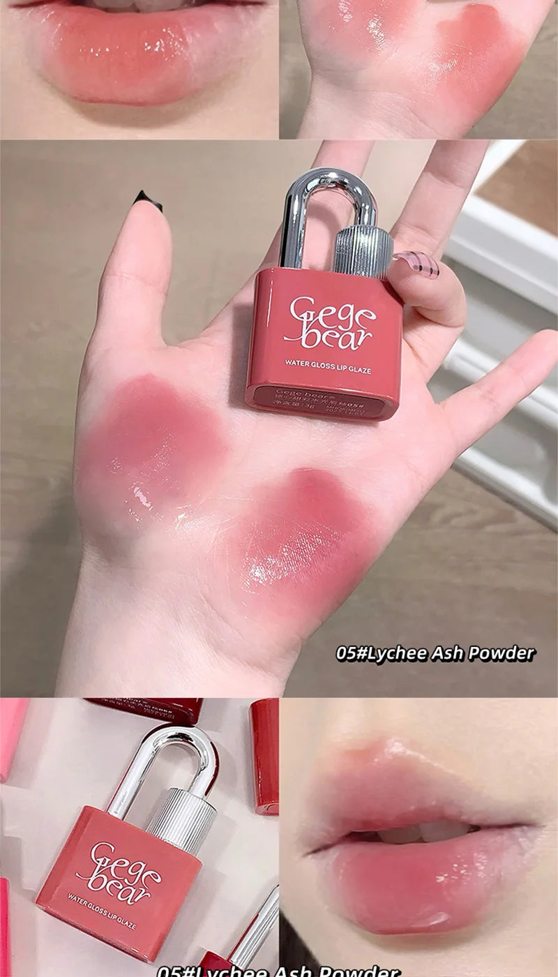 Gege Bear Lockheart Sweet Color Water-Gloss Lip Gloss-Vibrant Colors, Easy to Apply with Non-Long-Lasting Hydration