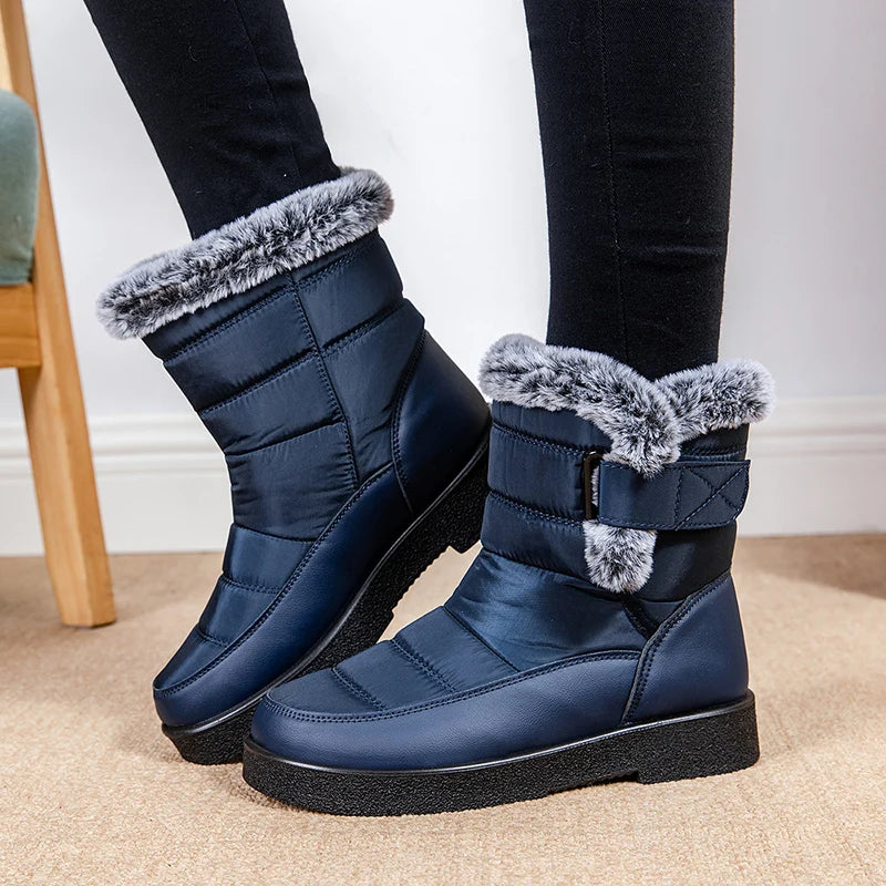 Women's Waterproof Winter Snow Boots Non Slip Platform Warm Ankle Boots Women Thicken Plush Cotton Padded Shoes Botas De Mujer