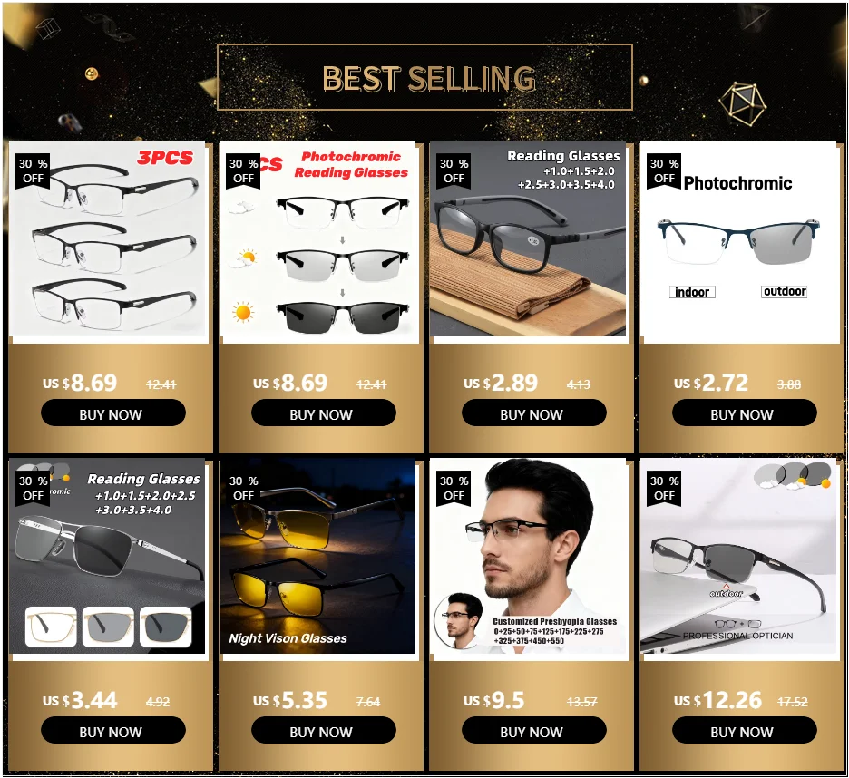 Progressive Multifocal Photochromic Reading Glasses Anti-blue Light Far Sight Glasses Men Half Frame Business Presbyopia Glasses