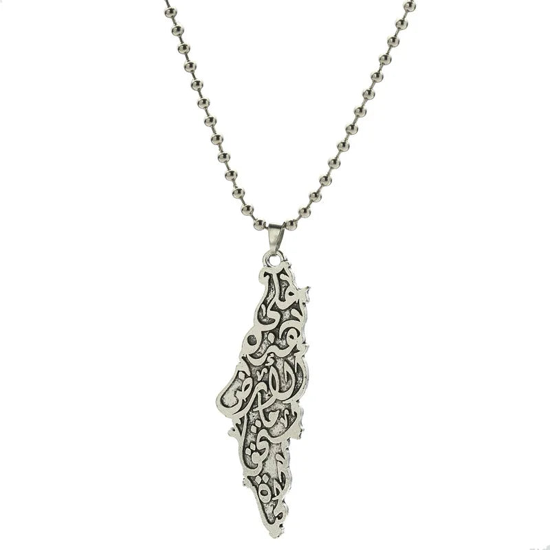 Palestine Country Map Flag Pendant Necklace for Men Women Stainless Steel Necklaces Jewelry Gifts ﻿