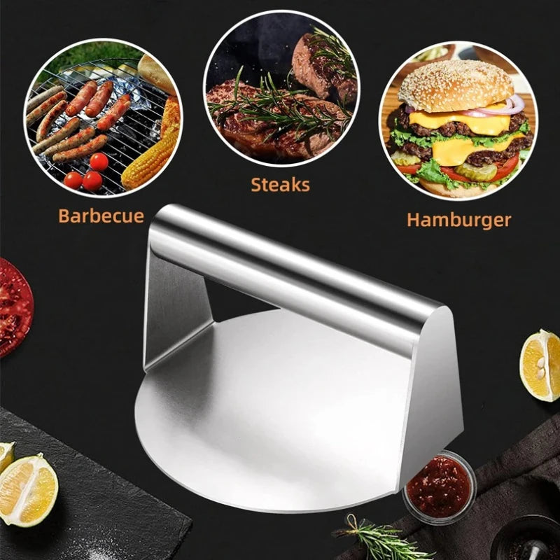 Household Stainless Steel 304 Burger Press, Square and Round Meat Presser, Manual Meat Pressing Tool, Burger Patty Press Plate