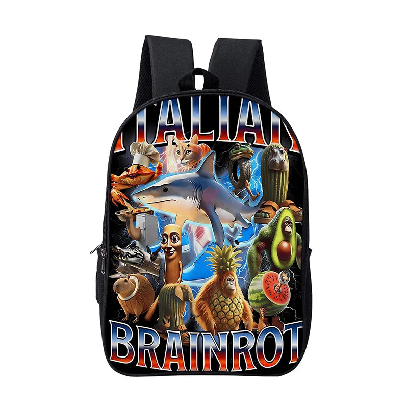 Cartoon Anime Game School Bag for Boy Girls Durable and Softback for Books Bag Italian Brainrot Children Backpack
