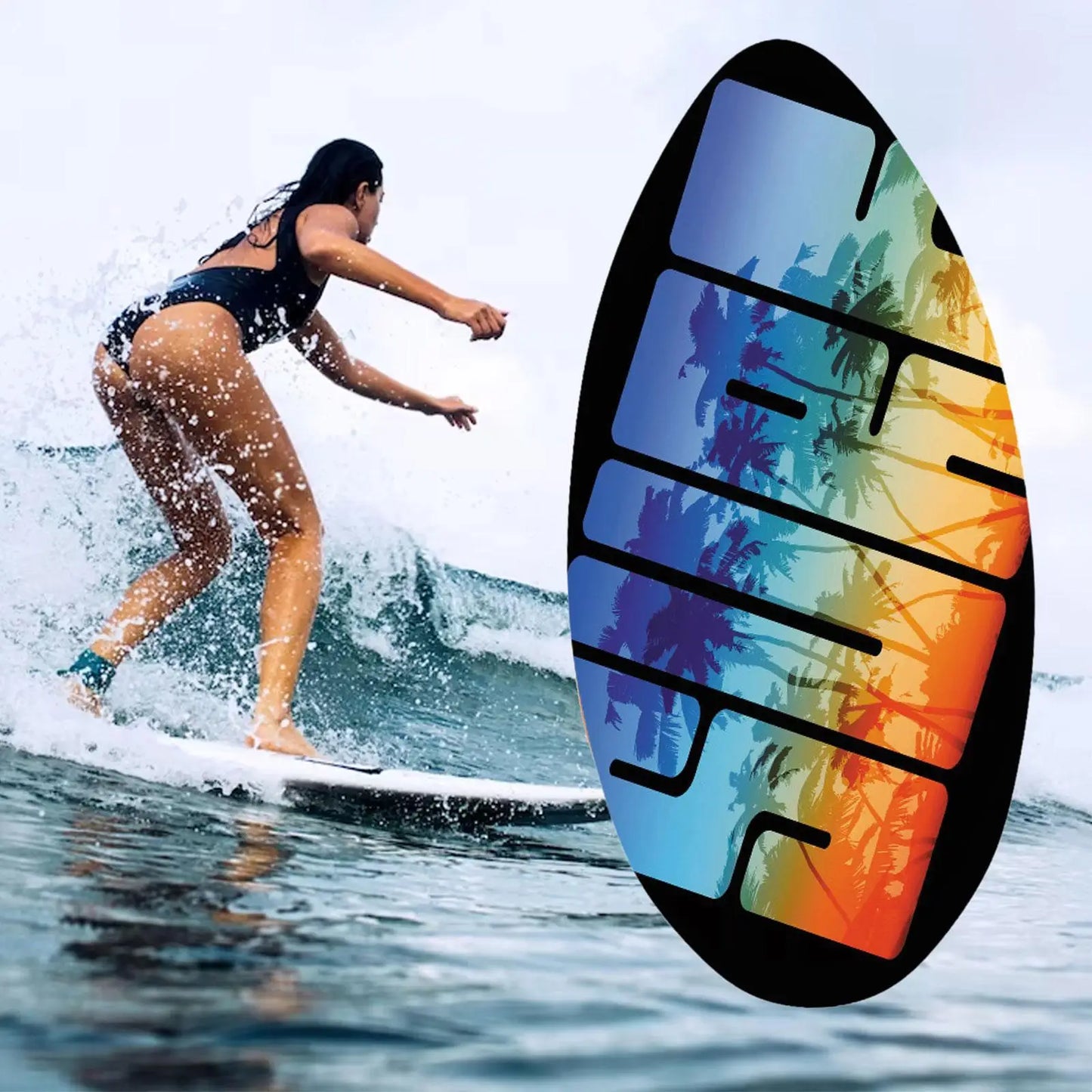 Skimboard for Beach Lightweight Durability Wooden Water Surfboard Wood Body Board for Beginners Teenagers All Skimming Kids