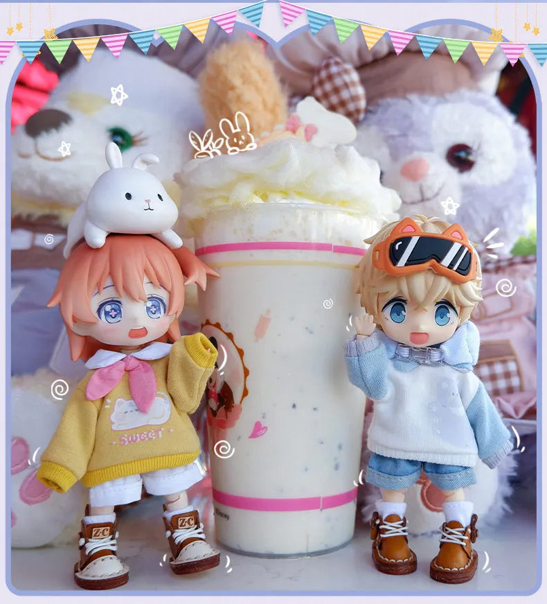 Ob11 Doll Clothes Cute Cat Coats Dolls Hoodies Sweatshirts With Cat Pattern For Obitsu11, Molly, Gsc Body, Ymy, 1/12bjd Doll