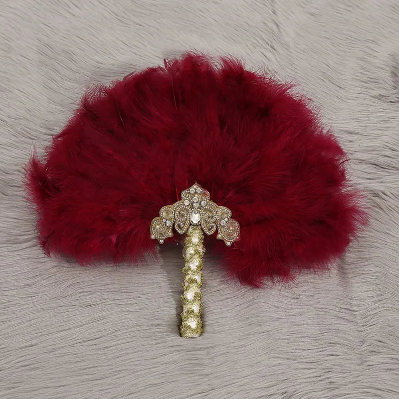 Western Wedding Bride Holding Fan, Big Round Feather Fan, Stage Performance, Dance Fan, Photography Prop, Wedding Supplies