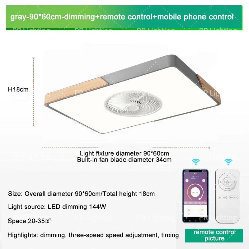 LED Fan Light Ceiling Lamp Household Modern Simple Bedroom Restaurant Invisible Ceiling Fan Light Living Dining Table Room Decor